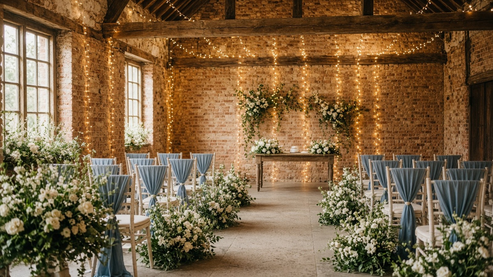 Civil ceremony setup in The Barn at Worden Hall
